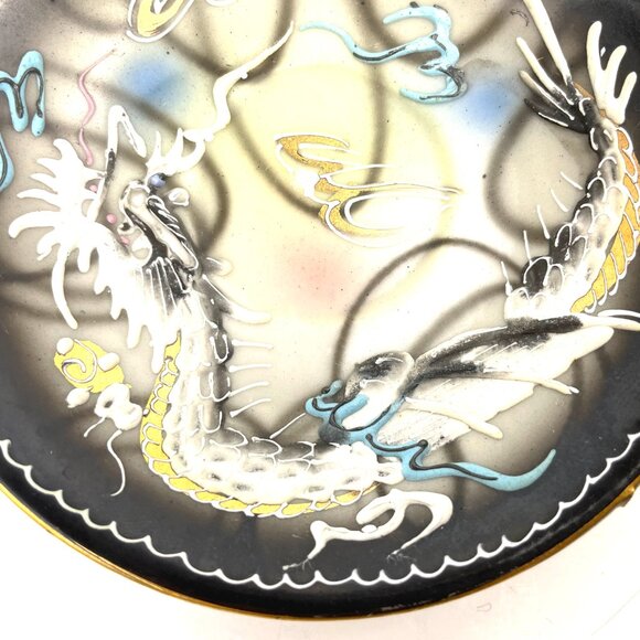 Vintage Japanese Moriage Dragon Demitasse Tea Set – Hand-Painted, 3 Cup & Saucer - Picture 5 of 12